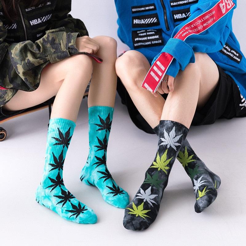 High-quality Tie-dyed Leaf Socks Long Fashion Weed Socks - Twin Chronicles
