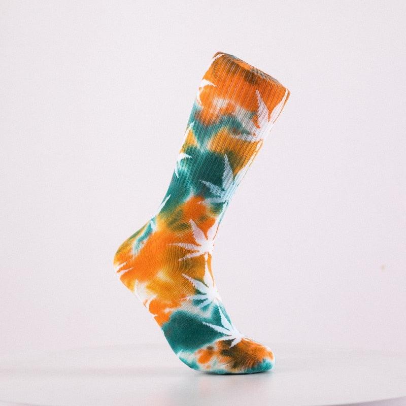 High-quality Tie-dyed Leaf Socks Long Fashion Weed Socks - Twin Chronicles