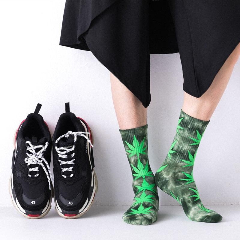High-quality Tie-dyed Leaf Socks Long Fashion Weed Socks - Twin Chronicles