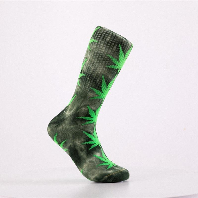 High-quality Tie-dyed Leaf Socks Long Fashion Weed Socks - Twin Chronicles