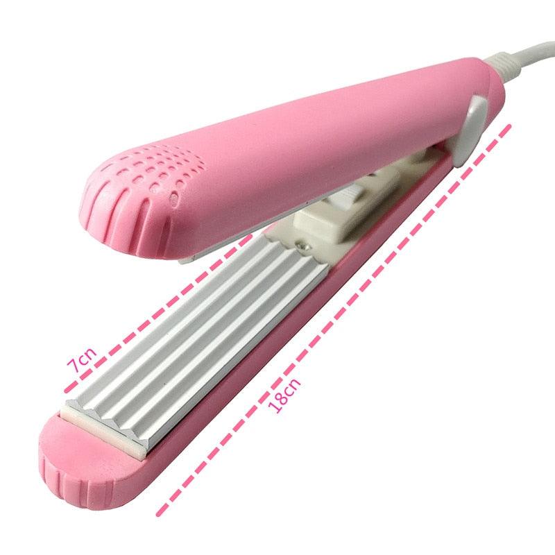 A mini hair iron pink corrugated plate electric hair iron - Twin Chronicles