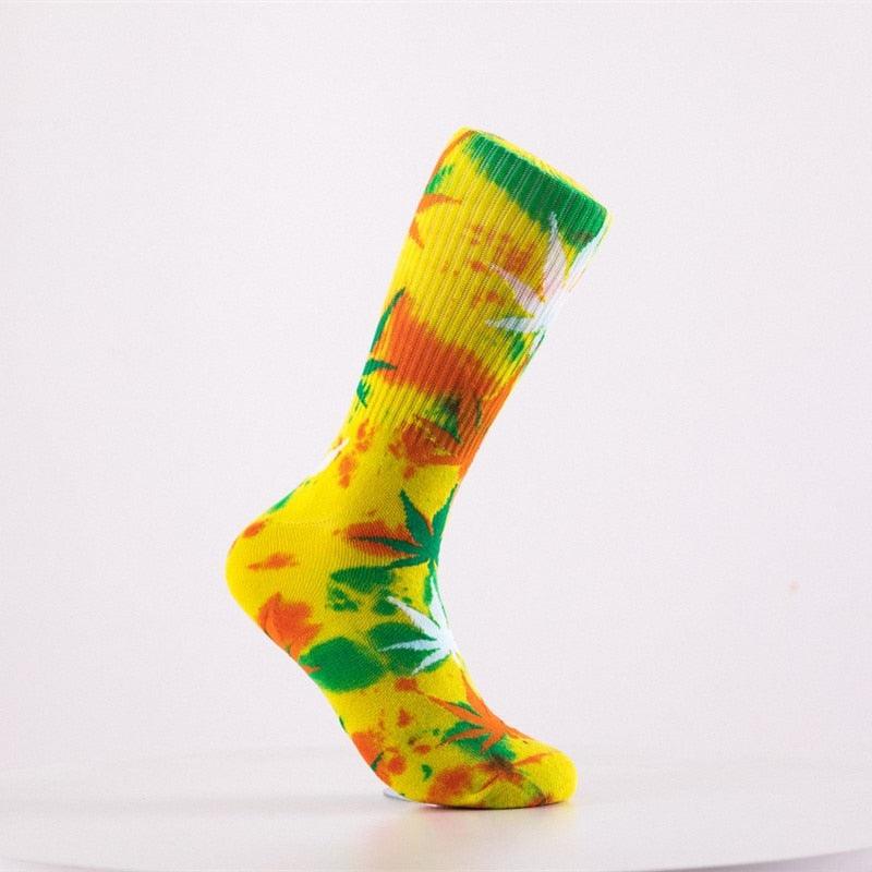High-quality Tie-dyed Leaf Socks Long Fashion Weed Socks - Twin Chronicles