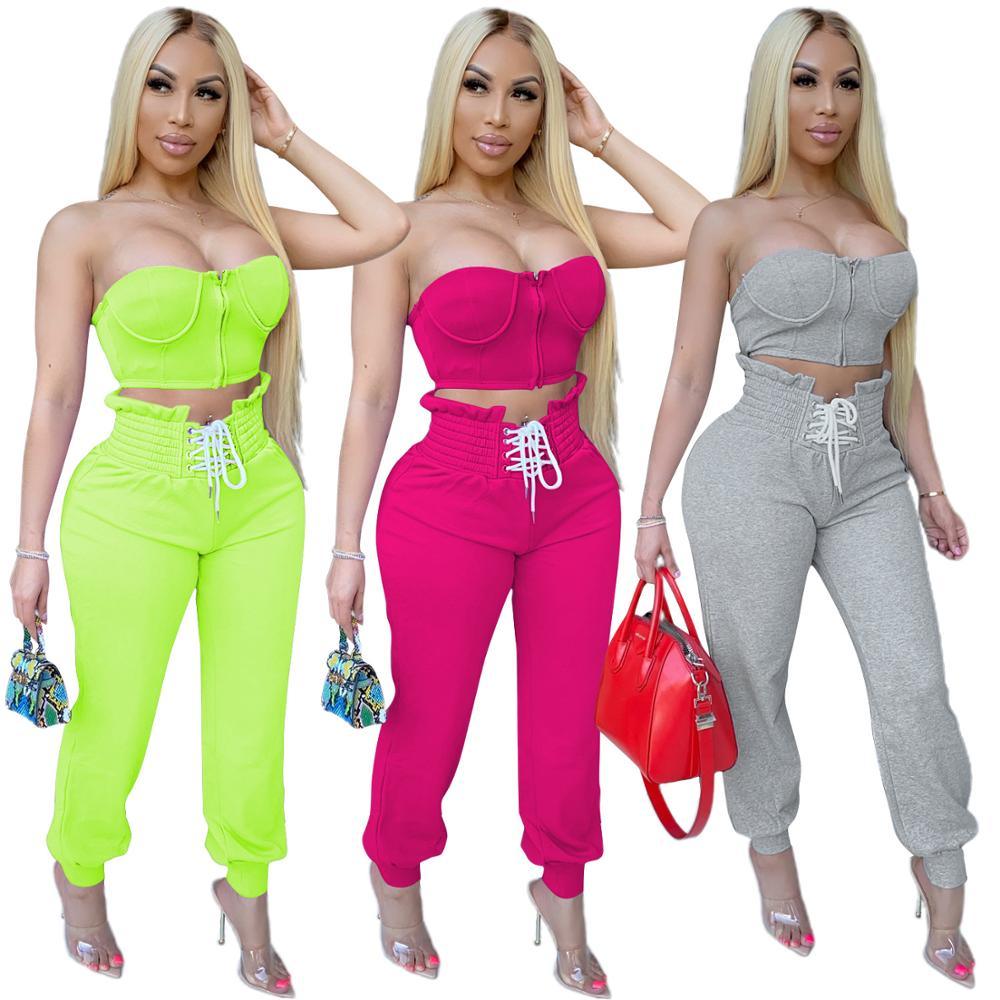 2 pieces sets women outfits -crop tops- pants tracksuit - Twin Chronicles