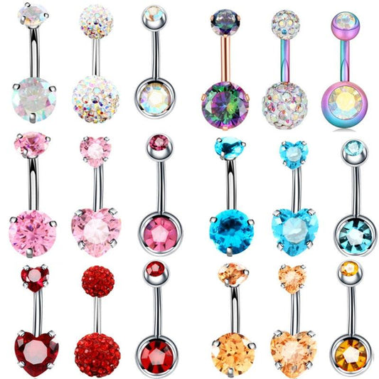 3PCS/Lot Surgical Steel Crystal Belly Button Piercing Set - Twin Chronicles