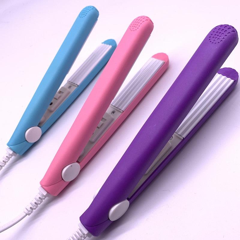 A mini hair iron pink corrugated plate electric hair iron - Twin Chronicles