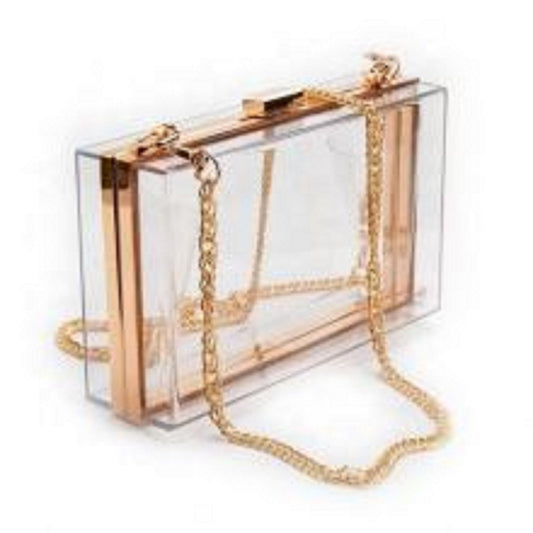 Gold Trim Clear Clutch - Twin Chronicles