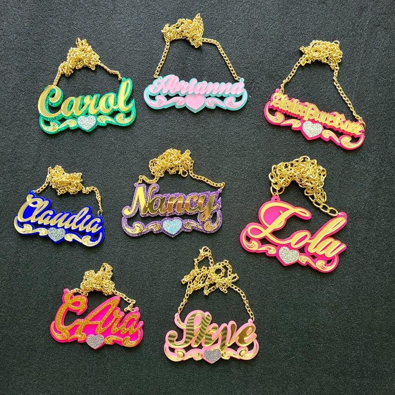 Custom Name Necklaces - Personalized Nameplates Acrylic laser Cut Jewelry - Twin Chronicles