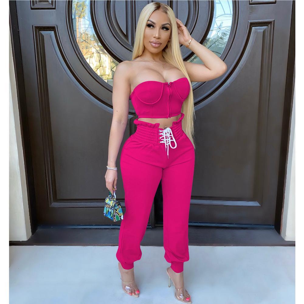 2 pieces sets women outfits -crop tops- pants tracksuit - Twin Chronicles