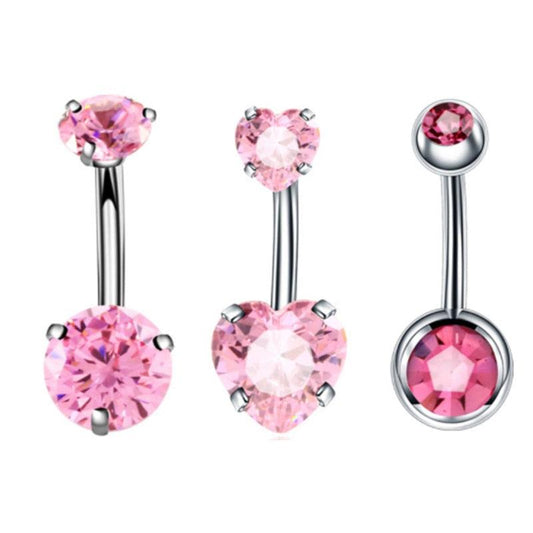 3PCS/Lot Surgical Steel Crystal Belly Button Piercing Set - Twin Chronicles