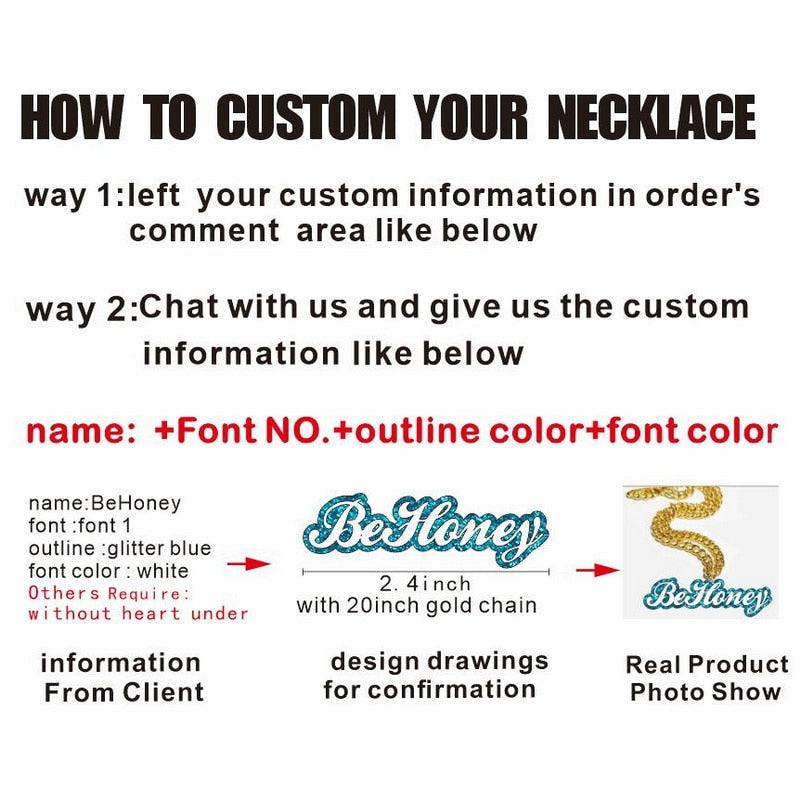 Custom Name Necklaces - Personalized Nameplates Acrylic laser Cut Jewelry - Twin Chronicles