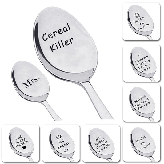 Stainless Steel Engraved Spoon Tableware Gift - Twin Chronicles