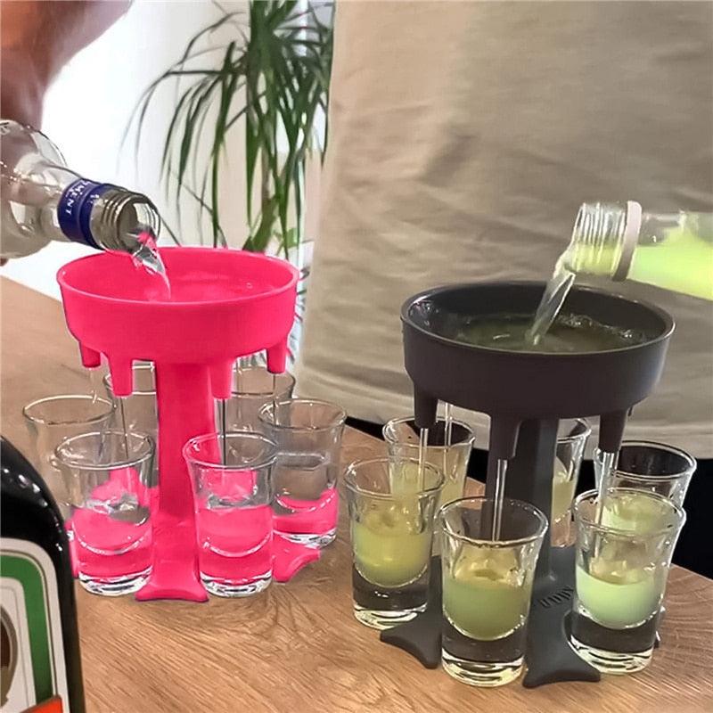 Liquor Dispenser 6 Shot Glass Dispenser Holder Drinking Games - Twin Chronicles