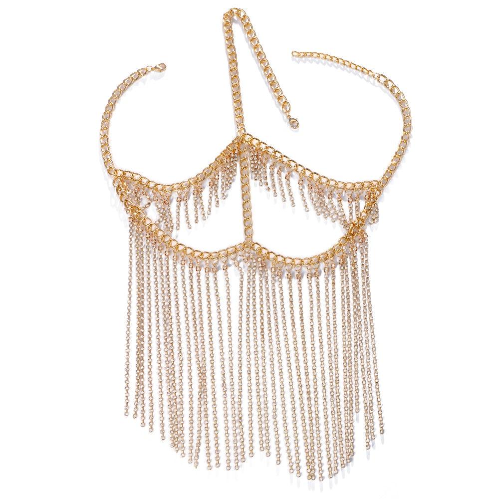 Full Rhinestone Tassel Face Jewelry Women - Party Mask Fringe Metal Headband Decoration Bridal Veils - Twin Chronicles