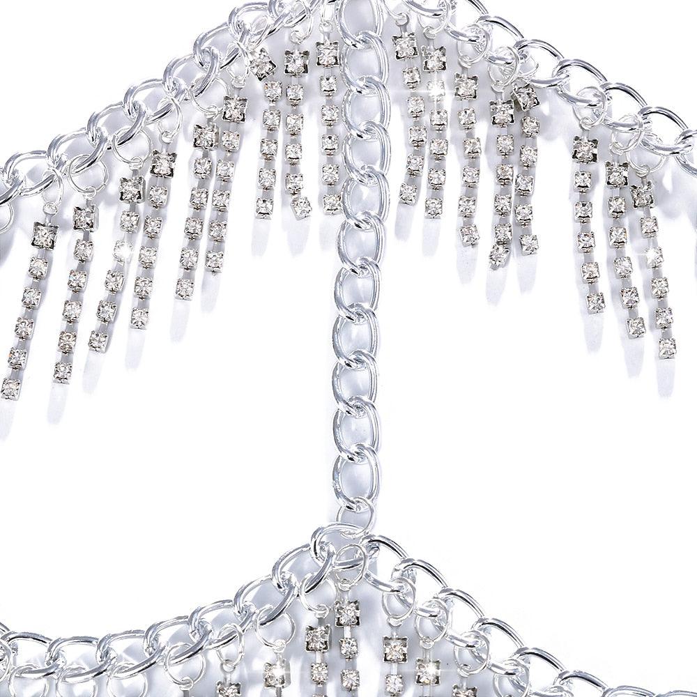 Full Rhinestone Tassel Face Jewelry Women - Party Mask Fringe Metal Headband Decoration Bridal Veils - Twin Chronicles