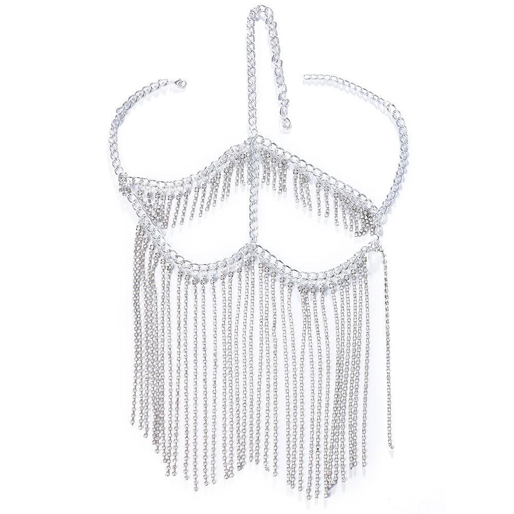 Full Rhinestone Tassel Face Jewelry Women - Party Mask Fringe Metal Headband Decoration Bridal Veils - Twin Chronicles