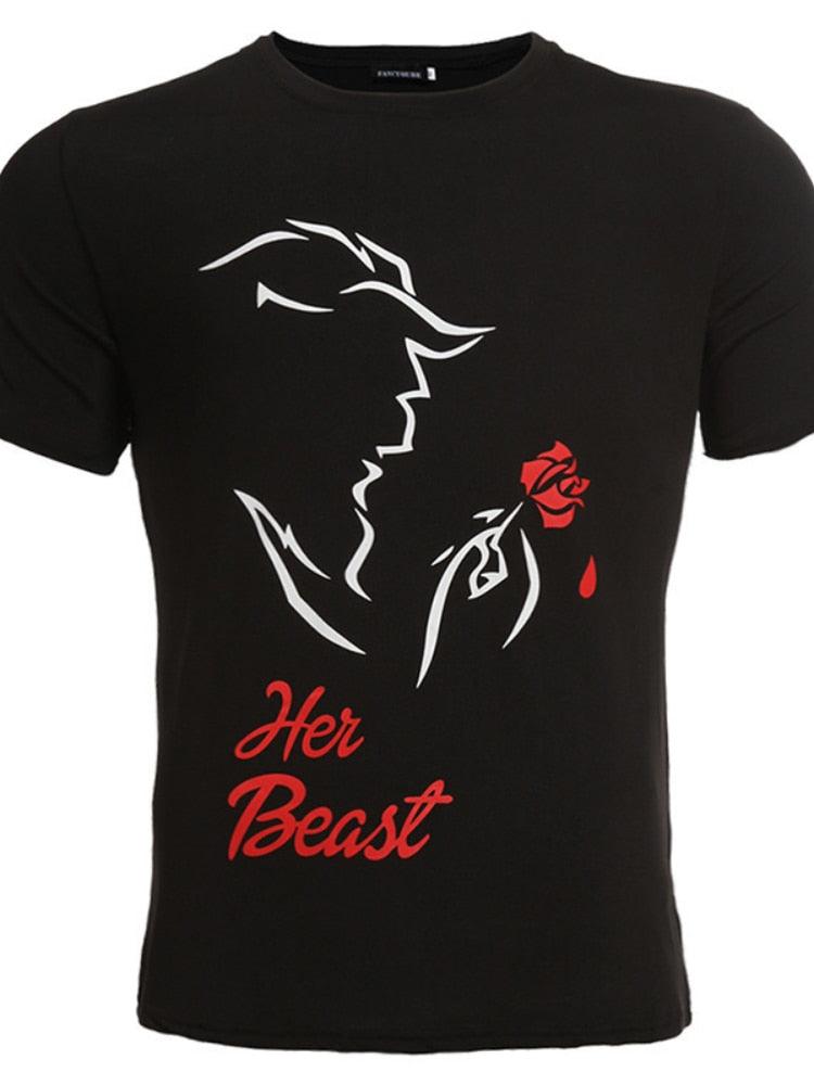 His Beauty Her Beast Print Couple T Shirts - Twin Chronicles