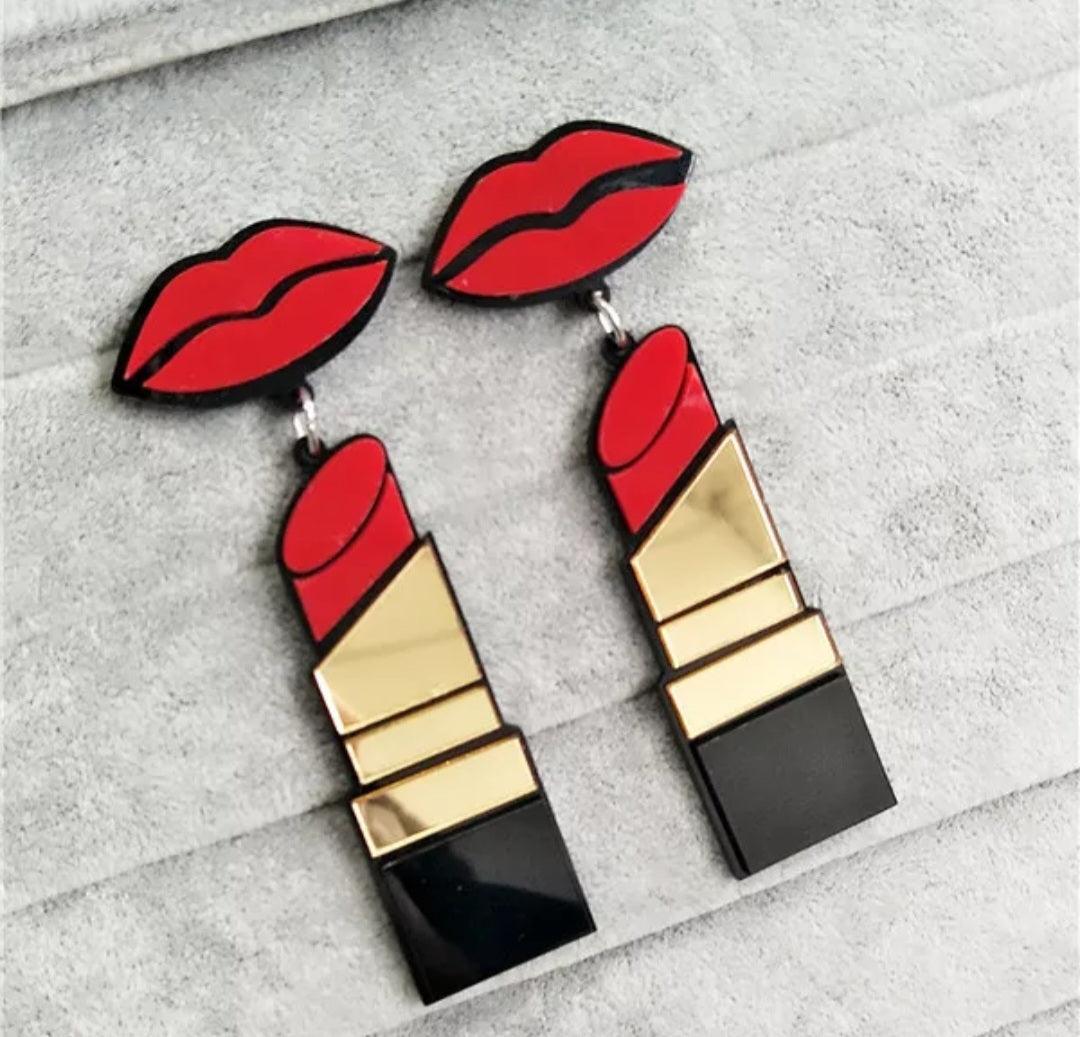 Earrings-Lipstick lips - Twin Chronicles