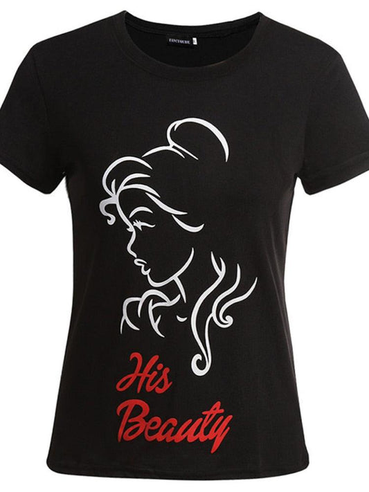 His Beauty Her Beast Print Couple T Shirts - Twin Chronicles