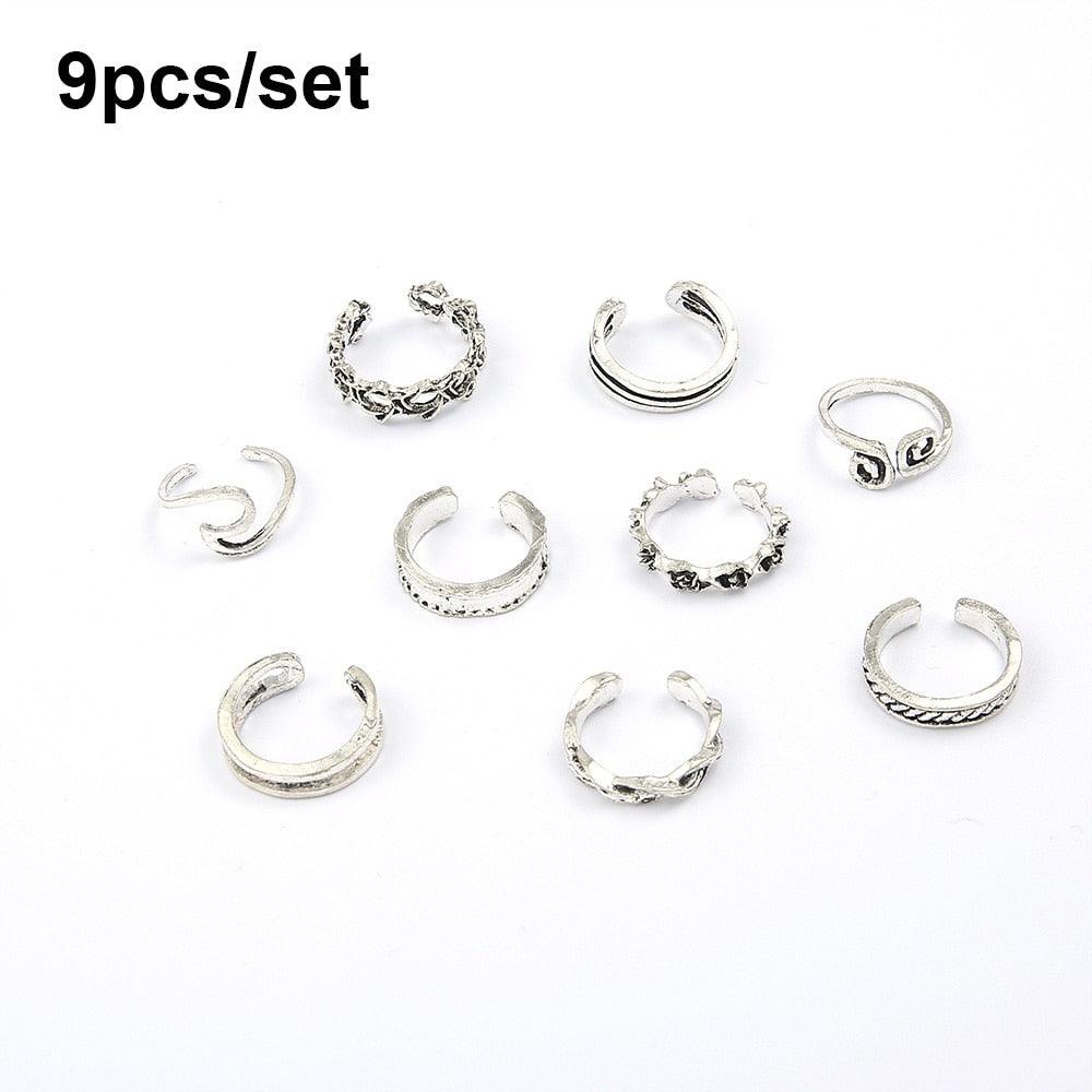 9Pcs Foot Ring Open Adjustable Toe Rings - Twin Chronicles