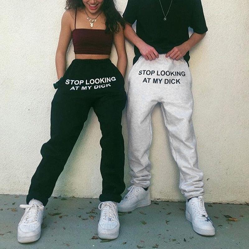 Sweat Pant Letter Print Cotton Joggers Women High Waist - Twin Chronicles