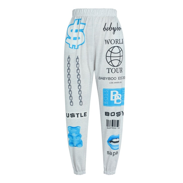 Women Hip Hop Graphic Pants - Twin Chronicles