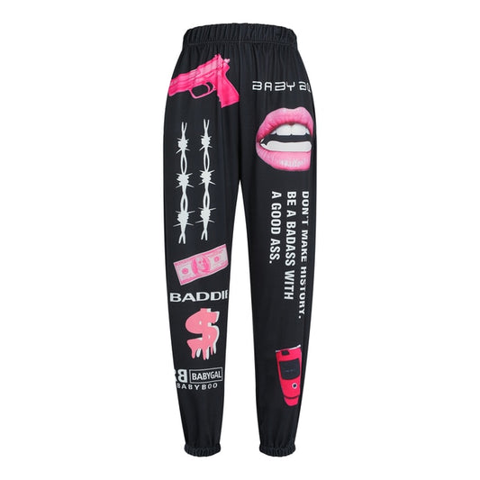 Women Hip Hop Graphic Pants - Twin Chronicles