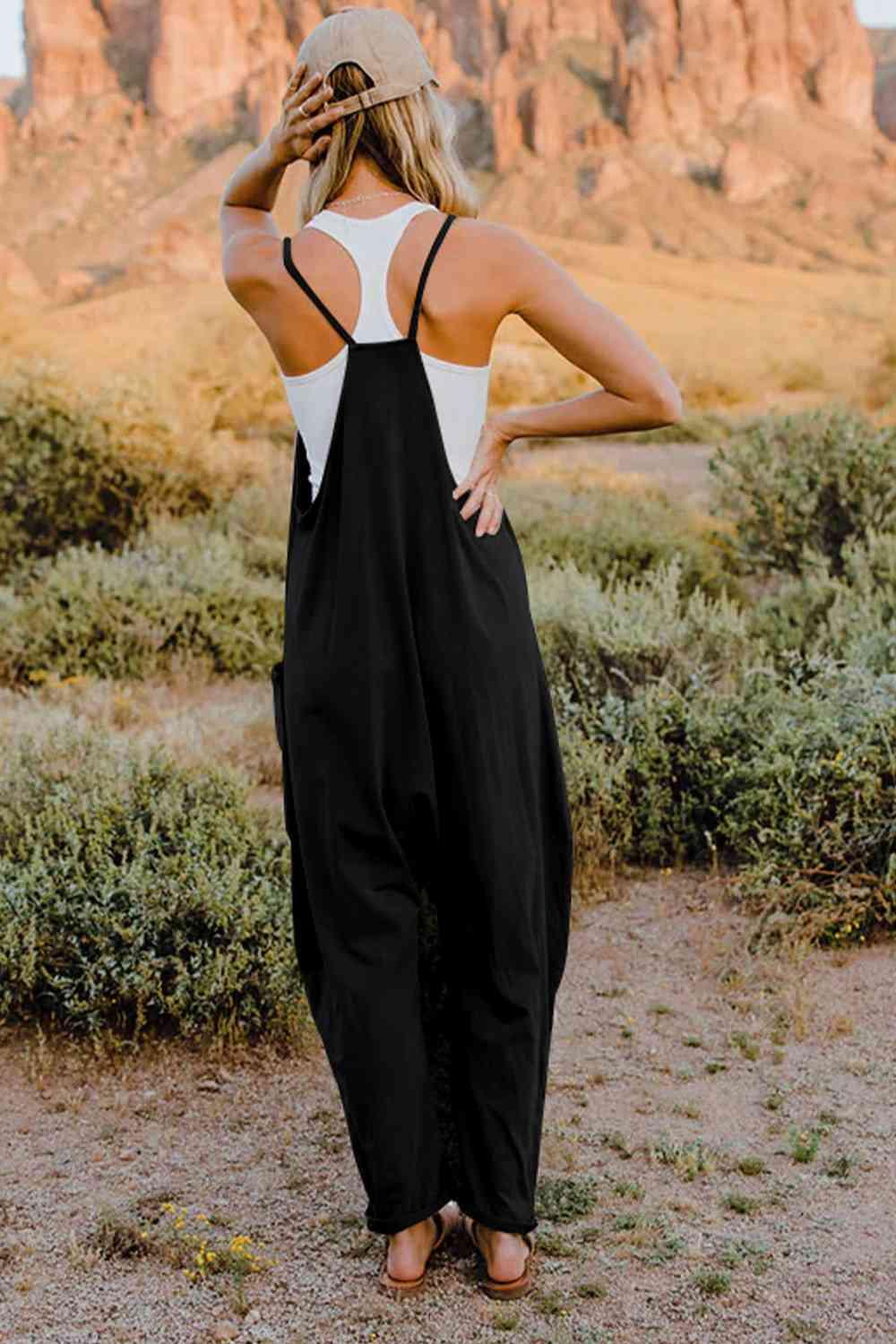 Double Take V-Neck Sleeveless Jumpsuit with Pocket - Twin Chronicles