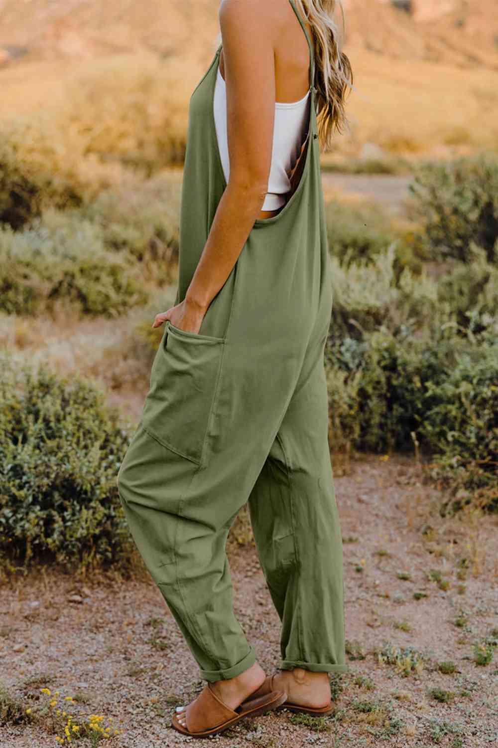 Double Take V-Neck Sleeveless Jumpsuit with Pocket - Twin Chronicles
