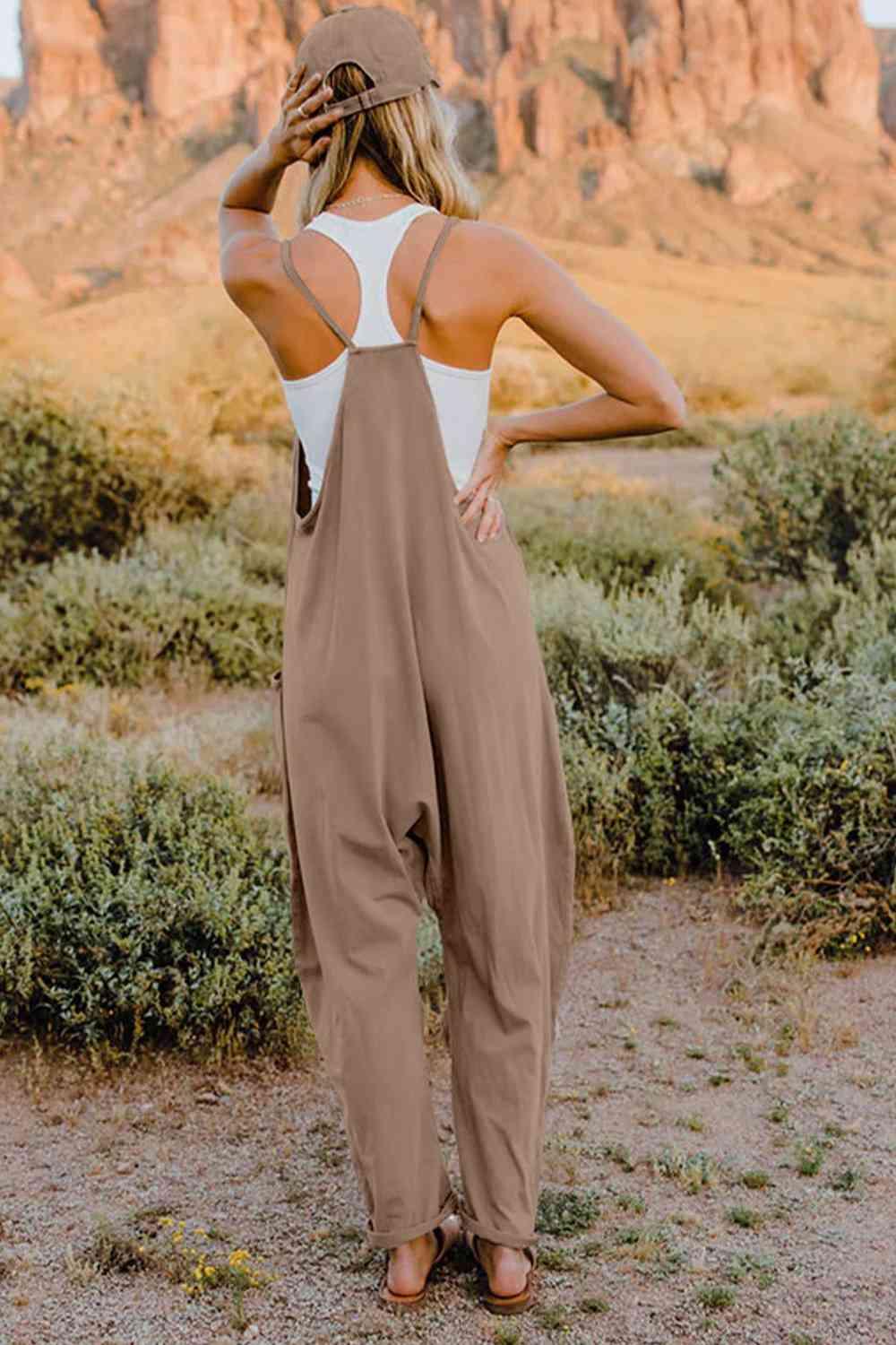 Double Take V-Neck Sleeveless Jumpsuit with Pocket - Twin Chronicles