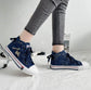 Women New Denim Flat-heel Round Toe Lace-up Casual Sneakers