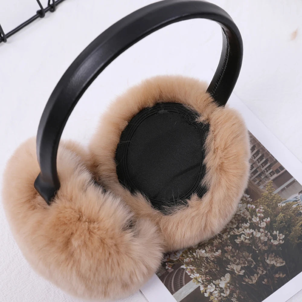 Rex Rabbit Fur Hang Ear Cover Warm Winter Earmuffs Headwear