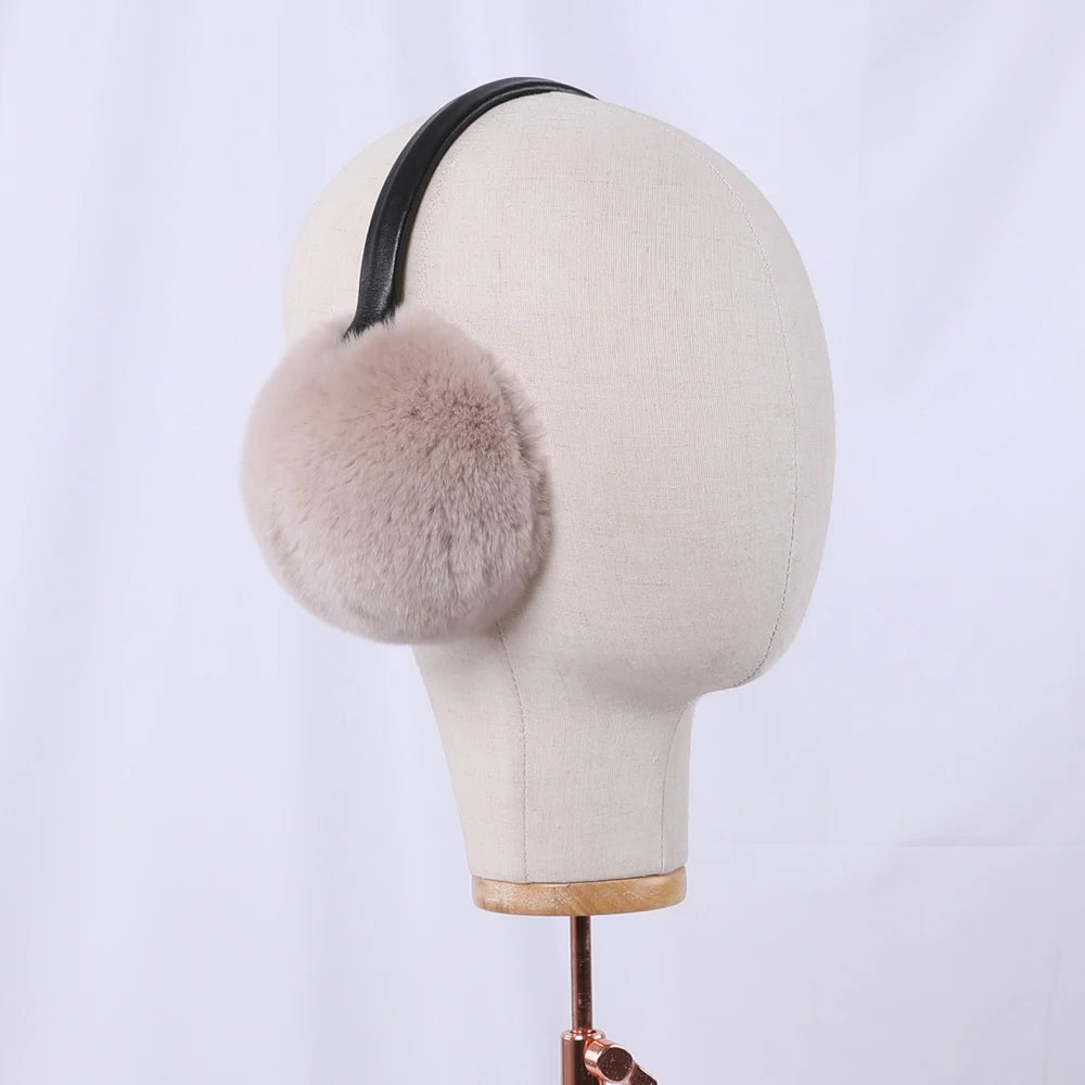 Rex Rabbit Fur Hang Ear Cover Warm Winter Earmuffs Headwear