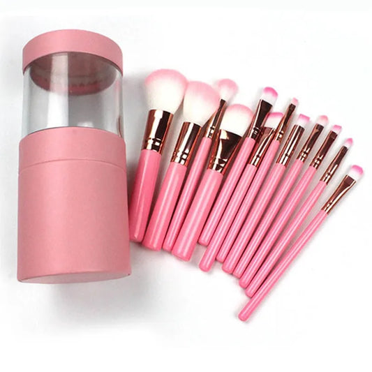 12Pcs Makeup Brush Set cosmetics Makeup Brushes Tool +Leather Cup Holder Case Kit