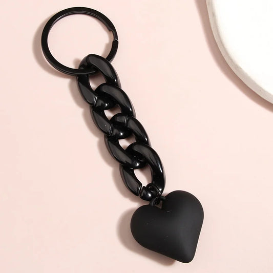 Handmade Heart Keychain Acrylic Plastic Link Chain Key Ring For Women Girls Handbag