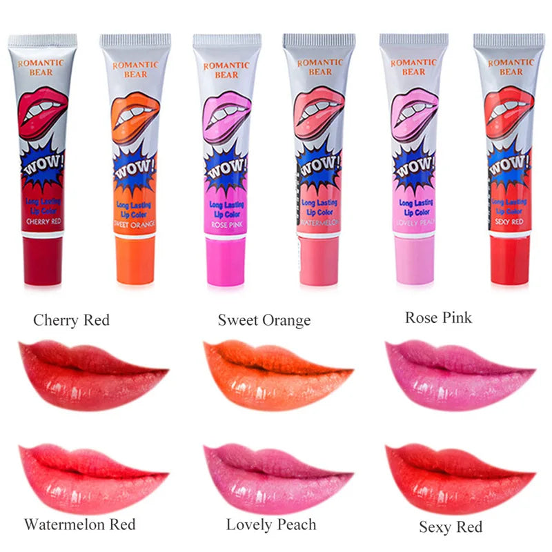 6 Colors Magic Peel Off Liquid Lipstick Waterproof Long Lasting Lip Gloss Tint