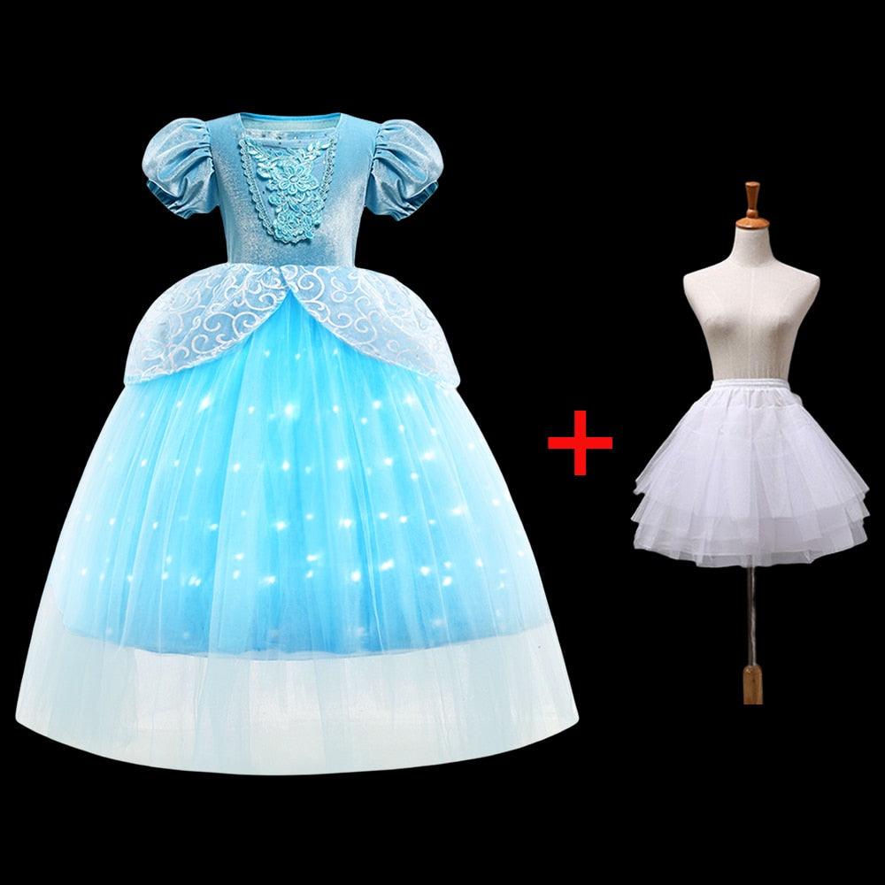 Girls Cinderella Cosplay LED Dress Up Clothes for Girls