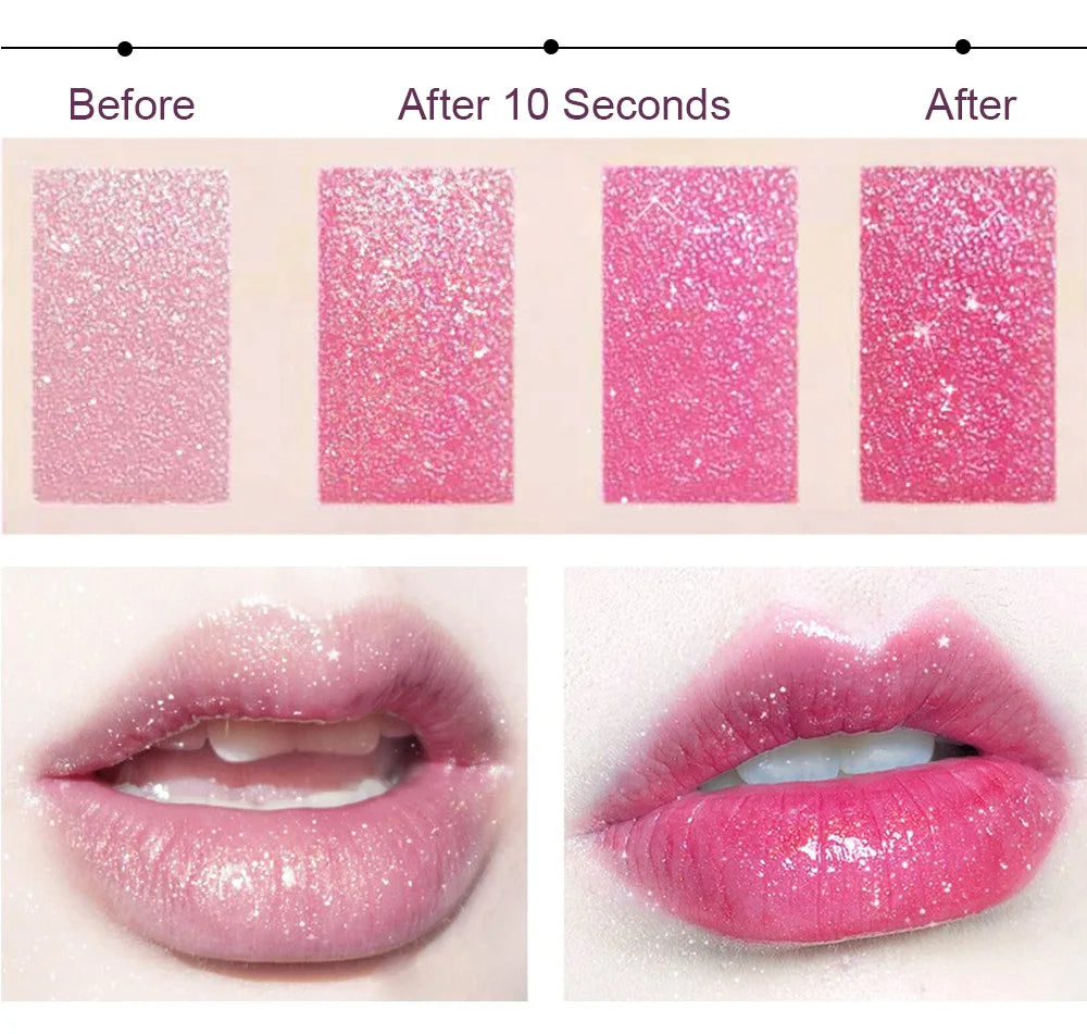 Glitter Lipstick Temperature Color Changing Lipsticks Long Lasting Moisturizing