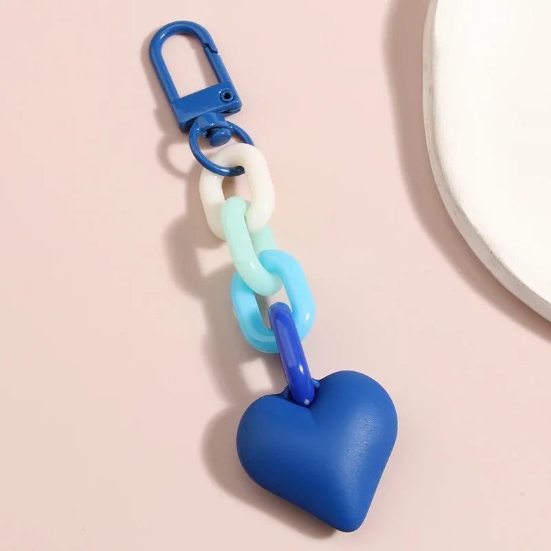 Handmade Heart Keychain Acrylic Plastic Link Chain Key Ring For Women Girls Handbag