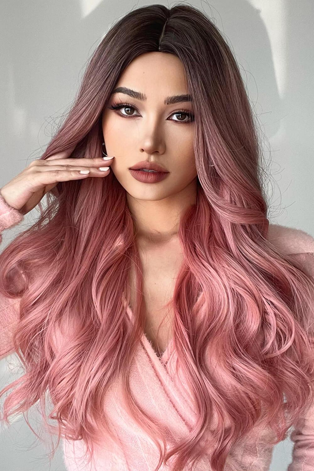Fashion Wave Synthetic Long Wigs in Pink 26'' - Twin Chronicles 