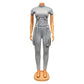 Locomotive Style Tracksuit Women Casual O Neck Short Sleeve Top + Pant Set - Twin Chronicles 