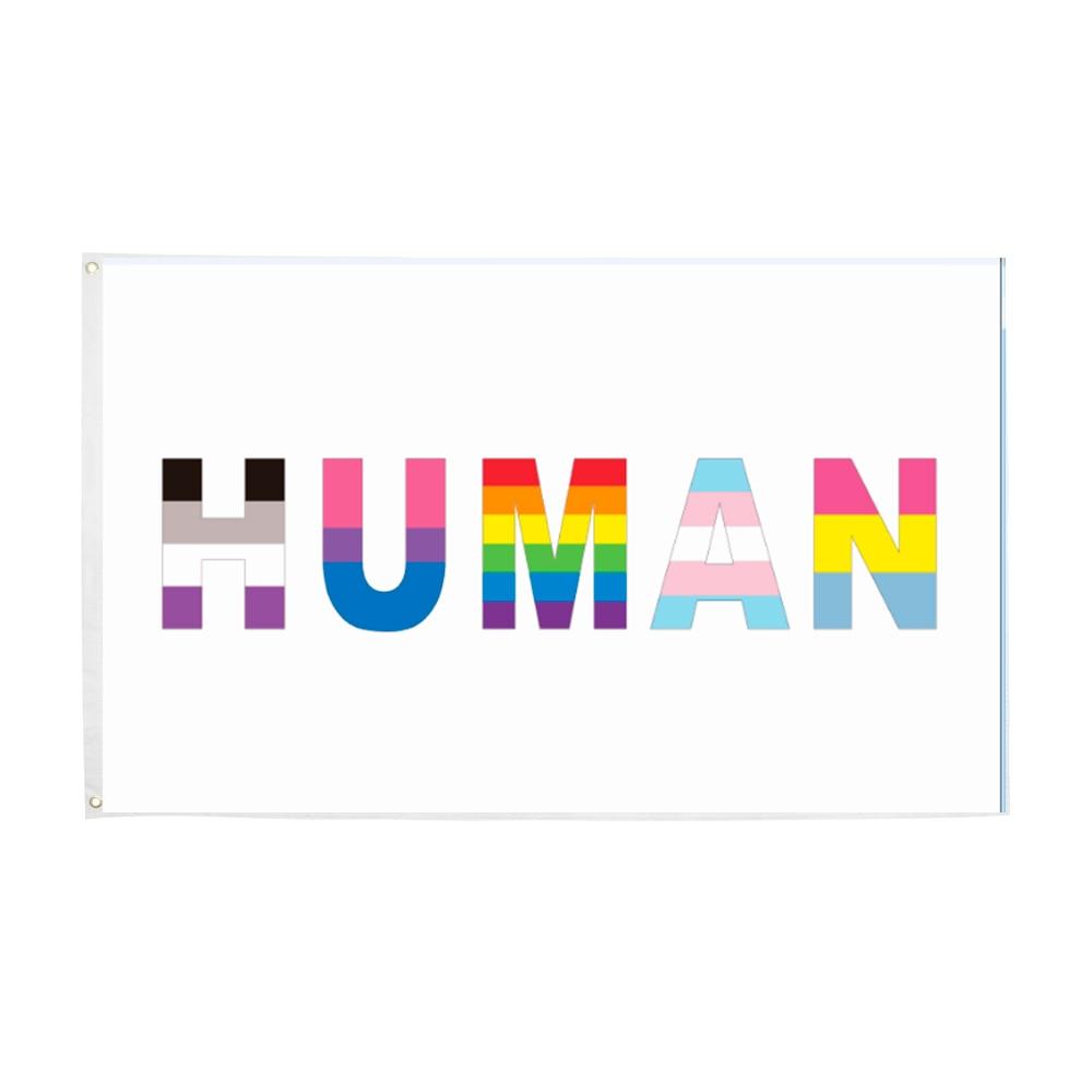 90x150cm Human LGBT Pride Flag - Twin Chronicles 