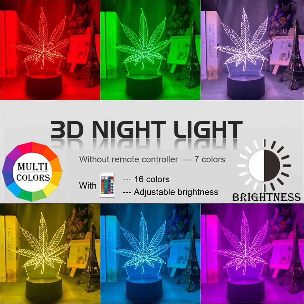 Acrylic Led Night Light Weed Usb Battery Powered Table Lamp Color Changing Touch Sensor Home Decor Light - Twin Chronicles 