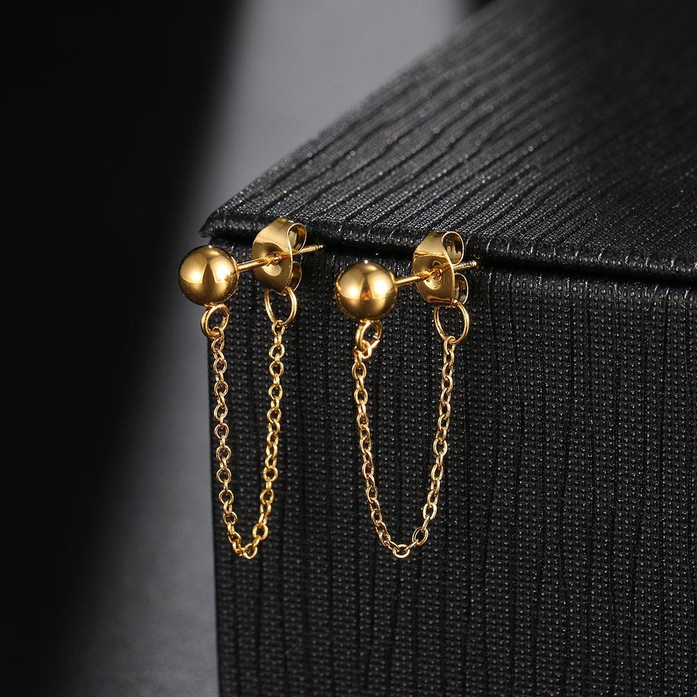 Stainless Steel Earrings-Tassel Chain Earrings - Twin Chronicles 