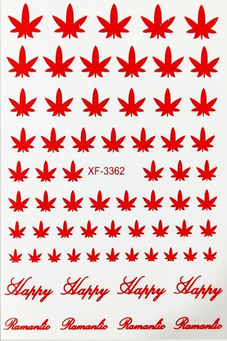 12 Colors Fashion 3D Colorful Nail Art Stickers Weed Leaf Stickers on Nails - Twin Chronicles 