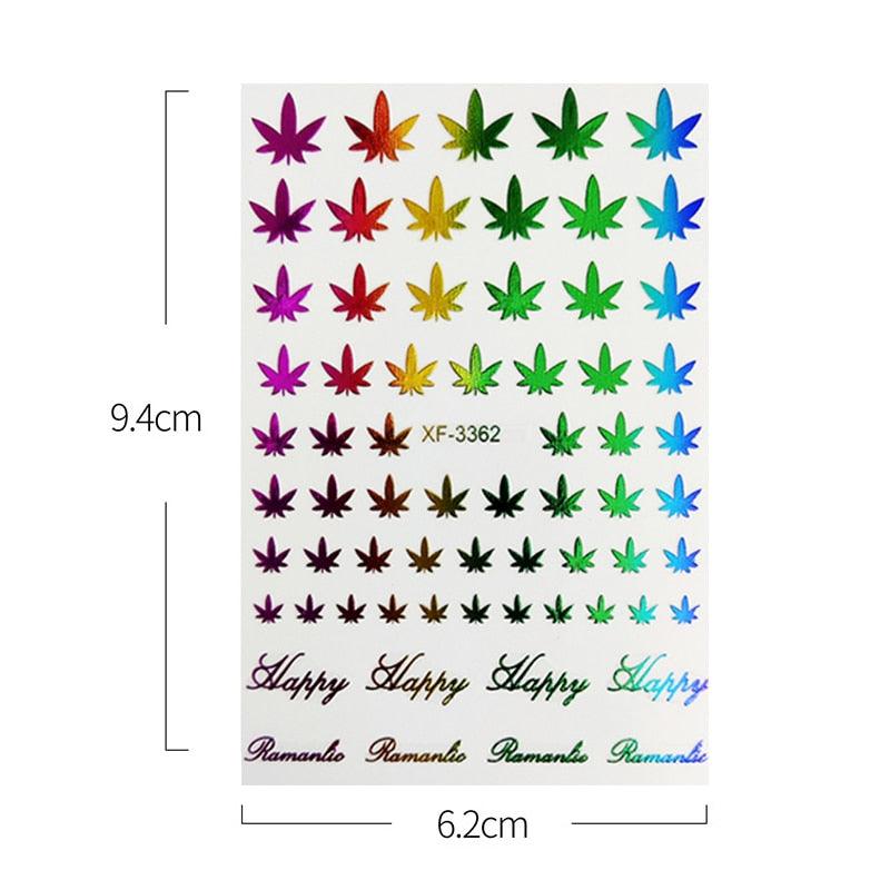 12 Colors Fashion 3D Colorful Nail Art Stickers Weed Leaf Stickers on Nails - Twin Chronicles 