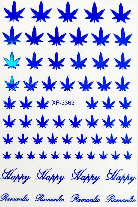 12 Colors Fashion 3D Colorful Nail Art Stickers Weed Leaf Stickers on Nails - Twin Chronicles 