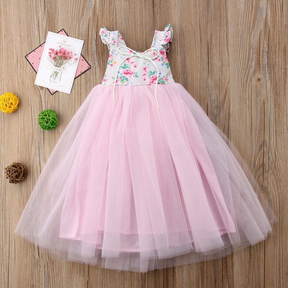 1-7Y Children Girls Tulle Tutu Dress -Party Princess Maxi Dresses Kids ...