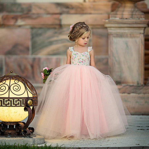 1-7Y Children Girls Tulle Tutu Dress -Party Princess Maxi Dresses Kids ...