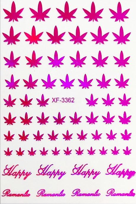 12 Colors Fashion 3D Colorful Nail Art Stickers Weed Leaf Stickers on Nails - Twin Chronicles 