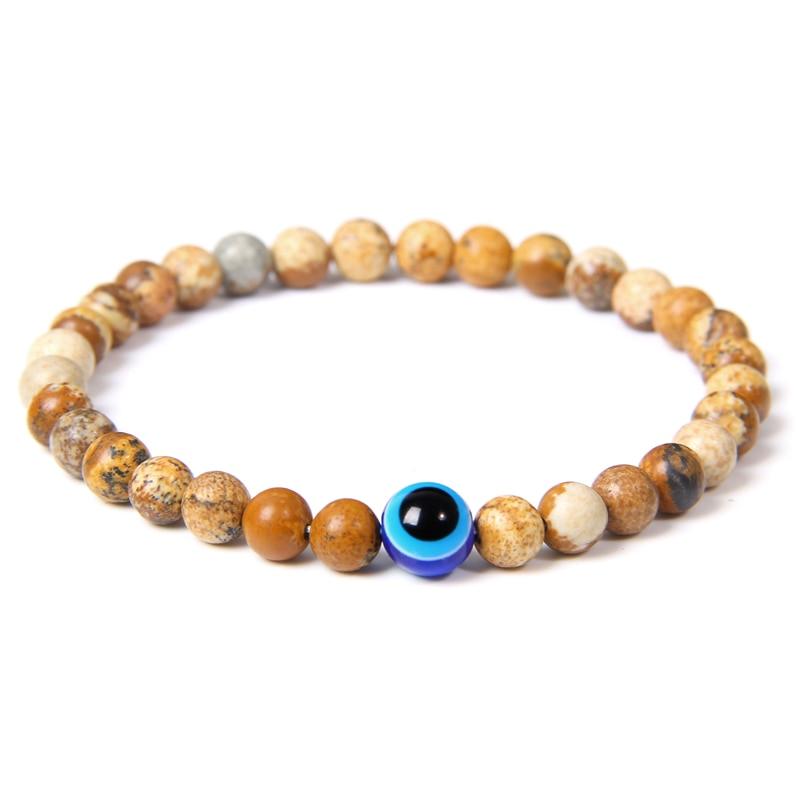 Natural Stone Onyx Volcanic Beads Bracelet Evil Eye - Twin Chronicles 
